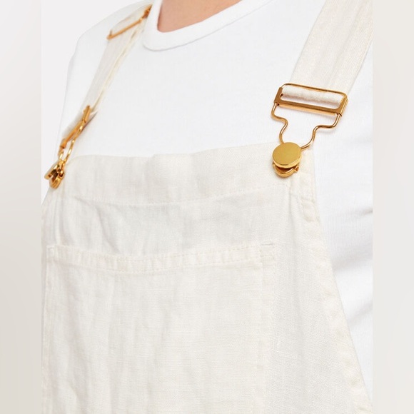 We Wore What ~ Basic Linen Overalls in white - Picture 3 of 12